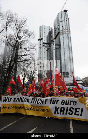 Demonstranten gegen die Banken und Euro-Krise in Frankfurt am Main Deutschland Stockfoto