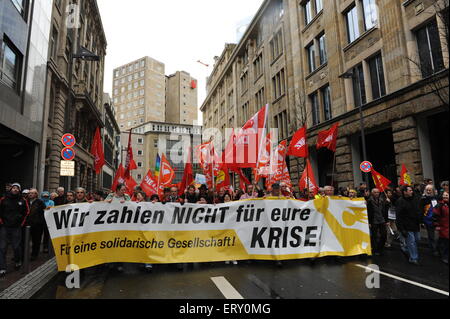 Demonstranten gegen die Banken und Euro-Krise in Frankfurt am Main Deutschland Stockfoto