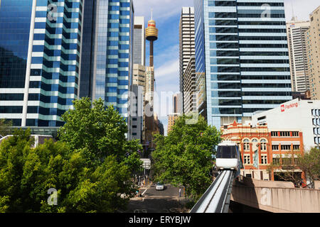 Monorail durch Stadt, Sydney, New South Wales, Australien, Stockfoto