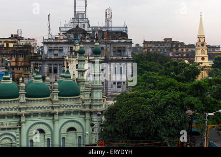 Kirche und Moschee, Dhurumtolla Straße; Dharmatala, Dhurrumptollah, Kalkutta, Kalkutta; Westbengalen; Indien, asien Stockfoto