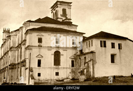 Alte Vintage 1900 s Foto Kirche des Heiligen Franz von Assisi, Old Goa Velha Goa, Indien Stockfoto