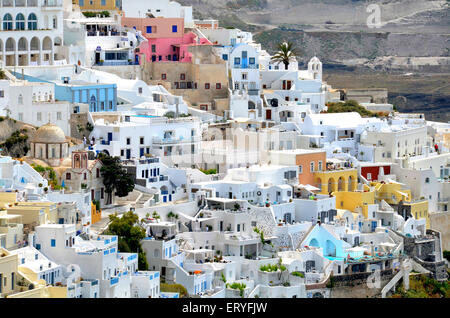 Schöne Aussicht von Thira (Fira) Santorini, Griechenland Stockfoto