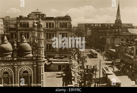 Alte Jahrgang 1900er Dharmatala Street jetzt Lenin Sarani Kalkutta Kolkata West Bengalen Indien Asien Stockfoto