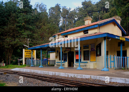 Lovedale Bahnhof, Ooty, Udagamandalam, Nilgiris, Tamil Nadu, Indien, Asien Stockfoto