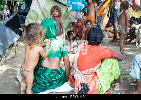 Hilfslager , Kosi Flutflut , Koshi , Purnea , Purnia Bezirk , Bihar , Indien , Asien Stockfoto