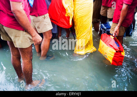 Blick auf Rettungslager (Relief); Hochwasser am Kosi Fluß im Jahr 2008; Purniya Bezirk; Bihar; Indien Stockfoto