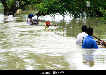 Kosi-Hochwasser im Jahr 2008, die meistens litt unter Armutsgrenze Personen im Purniya Bezirk; Bihar; Indien Stockfoto