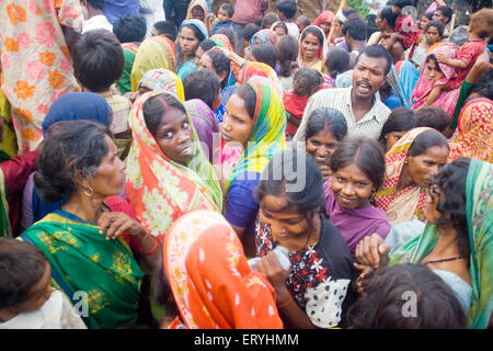 Relief-Camp von Opfern des Kosi-Hochwasser im Jahr 2008; Purniya Bezirk; Bihar; Indien Stockfoto