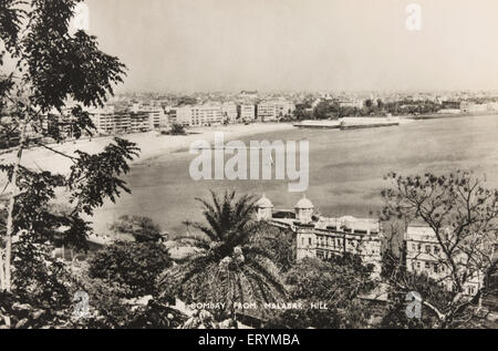 Chowpatty, Marine Drive von Malabar Hill, altes Bild des Jahrgangs 1900, Bombay, Mumbai, Maharashtra, Indien, Asien, Asien, Indien Stockfoto