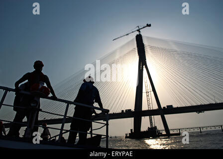 Blick auf im Bau Bandra Worli Sea Link Worli Bombay Mumbai; Maharashtra; Indien 28. April 2009 Stockfoto