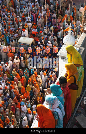 Sikh Anhänger Prozession, Hazur Sahib, Takhat Sachkhand Sri Hazur Abchal Nagar Sahib, Nanded; Maharashtra; Indien, Asien Stockfoto
