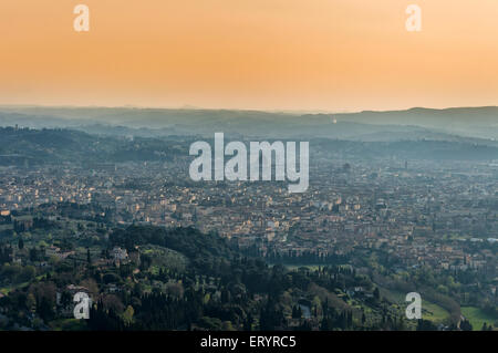 Panoramablick über Florenz von Fiesole. Toskana, Italien Stockfoto