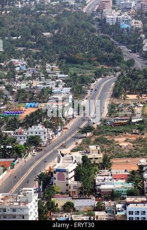 Luftaufnahme der Stadtstraße, Visakhapatnam, Vishakhapatnam; Vizag, Visakha, Waltair, Andhra Pradesh; Indien, asien Stockfoto