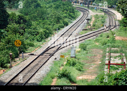 Gabel in Eisenbahnstrecke, Ponda, Goa, Konkan, Indien, Asien Stockfoto