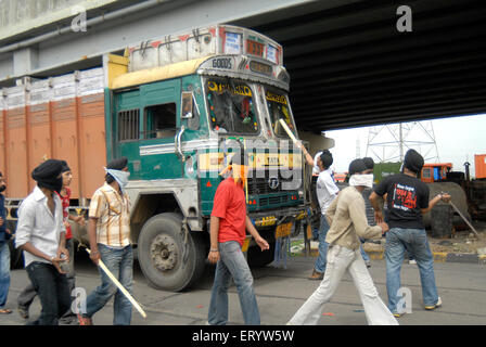 Sikhs protestieren für Dera Saccha Sauda an; Mulund; Bombay; Mumbai; Maharashtra; Indien Stockfoto