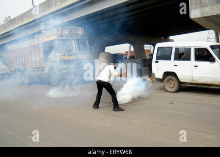 Sikhs protestieren für Dera Saccha Sauda an; Mulund; Bombay; Mumbai; Maharashtra; Indien Stockfoto