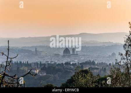 Panoramablick über Florenz von Fiesole. Toskana, Italien Stockfoto