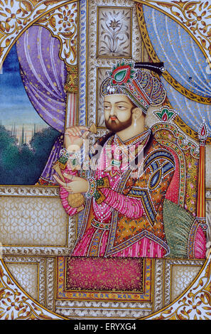 Miniaturmalerei von Mughul Kaiser Shah Jahan Indien Asien Stockfoto