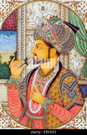 Miniatur Malerei Mughul Kaiser Shah Jahan Indien Asien Stockfoto