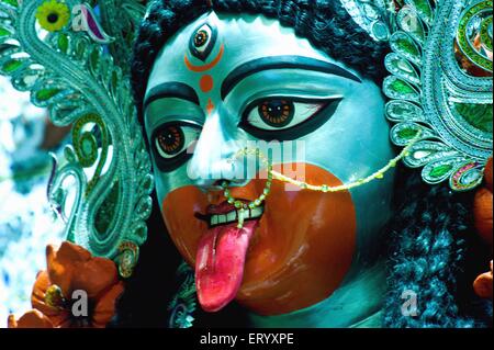 Göttin Kali Idol, Kali Mata, Kali Devi, Kali Ma, Mutter Kali, Göttliche Mutter, Kalika, Shyama, Kalkutta, Kolkata, Westbengalen, Indien, Asien Stockfoto