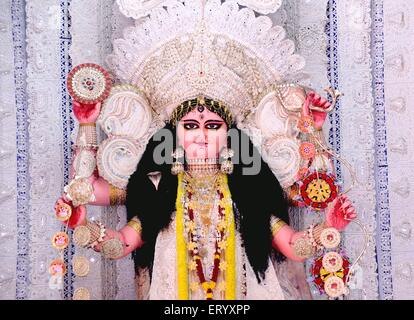 Mutter Göttin Durga Bild als Jagadhatri Mutter des Universums; Calcutta; Westbengalen; Indien Stockfoto