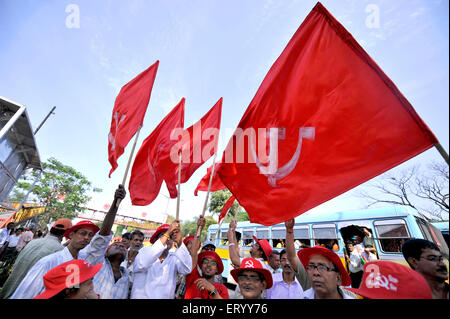 CPM, Kommunistische Partei Indiens, Marxist, politische Partei, Wahlkampfveranstaltung mit Parteiflaggen Symbole, Kalkutta, Kalkutta, Westbengalen, Indien, Asien Stockfoto