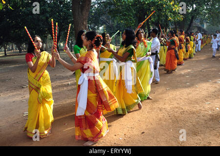 Holi Festival in Shantiniketan Westbengalen, Indien Stockfoto