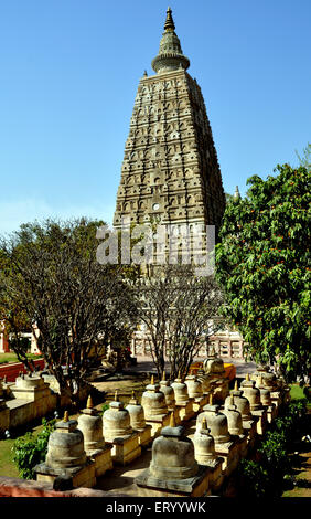 Mahabodhi Tempel, Mahabodhi Mahavihar, UNESCO-Weltkulturerbe, Bodhgaya; Bihar; Indien, asien Stockfoto