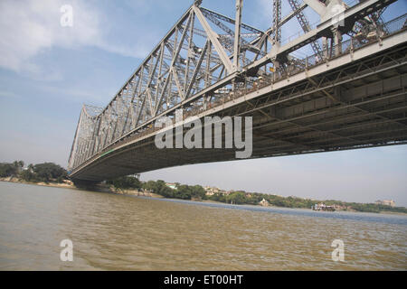 Howrah Brücke über Hoogly Fluss, verkehrsreichste Freischwinger Brücken in der Welt; kalkutta, Kalkutta; West Bengalen; Indien, asien Stockfoto