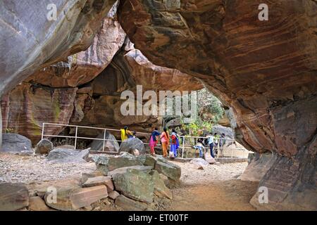 Rock Unterstände Nr. 3; Bhimbetka in der Nähe von Bhopal; Madhya Pradesh; Indien Stockfoto