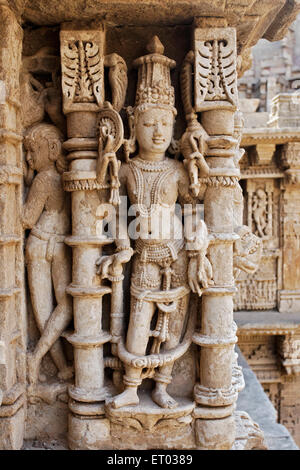 Vishnu; Rani KI Vav; Ranki Vav; Schritt gut; stepwell; Patan; Gujarat; Indien; Asien Stockfoto