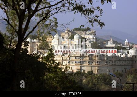 City Palace, Shiv Niwas Palace; Fateh Prakash Palace, Udaipur, Rajasthan, Indien - hpa 160371 Stockfoto