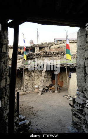 Altes Steinhaus, Jharkot, Mustang, Dhaulagiri, Muktinath, Nepal, Föderale Demokratische Republik Nepal, Südasien, Asien Stockfoto