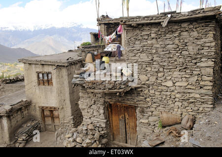 Altes Steinhaus, Jharkot, Mustang, Dhaulagiri, Muktinath, Nepal, Föderale Demokratische Republik Nepal, Südasien, Asien Stockfoto