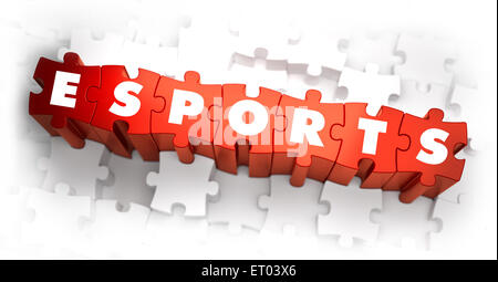 Eports - weiß Wort auf rot ein Rätsel. Stockfoto