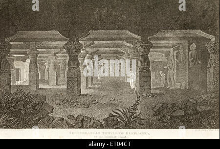 Unterirdischen Tempel von Elephanta an der Bombay-Küste; Bombay jetzt Mumbai; Maharashtra; Indien Stockfoto