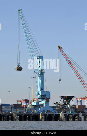 Kran zum entladen Schiffe in Port Pipavav in Gujarat in Indien Stockfoto