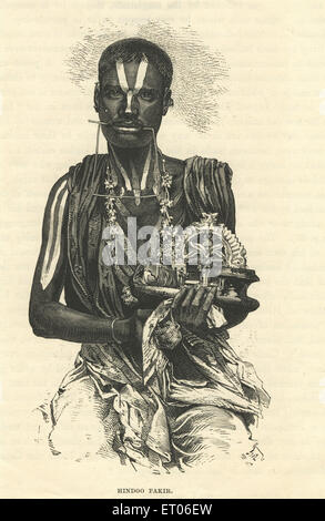 Indischer Bettler , Hindu Fakir , Indien , alter Jahrgang 1800s , Stockfoto