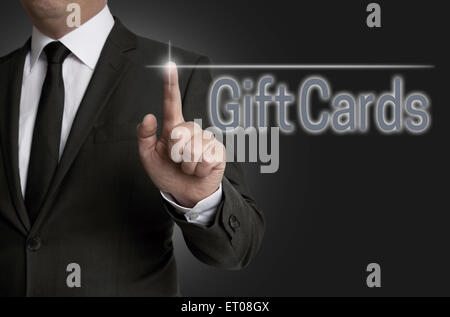 GiftCard Touchscreen gesteuert Geschäftsmann. Stockfoto