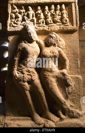 UNESCO-Weltkulturerbe; Skulpturen im Papanatha Tempel gewidmet Mukteswara in Pattadakal 8. Jahrhundert; Karnataka Stockfoto