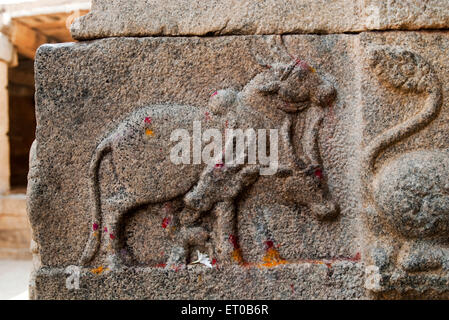 Bull; Basrelief in Virabhadra Tempel in Lepakshi; Andhra Pradesh; Indien Stockfoto