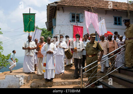 Prozession, Malayatoor Perunal jährlichen Festival, Malayattoor Kurisumudy, Malayattur Kurussumudi, St. Thomas Kirche, Ernakulam, Kerala, Indien, Asien Stockfoto