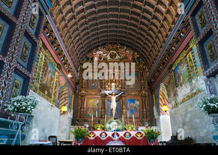 Exquisite Wandmalereien um Altar in Saint Mary Forane Kirche von Kanjoor; Kerala; Indien Stockfoto