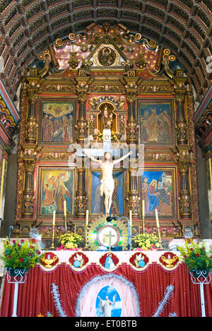 Exquisite Wandmalereien um Altar in Saint Mary Forane Kirche von Kanjoor; Kerala; Indien Stockfoto