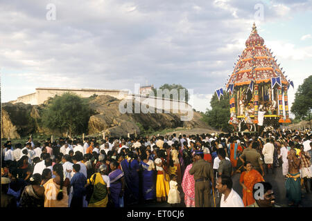Chariot Festival, Karpada Vinayagar Ganesh Tempel, Pillaiyarpatti, Karaikudi; Chettinadu; Tamil Nadu; Indien, asien Stockfoto