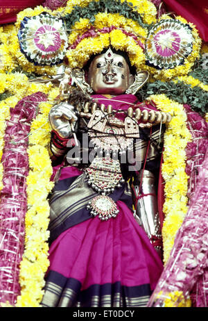 Göttin Mangalambigai in Mahamakham Mahamaham Festival geschmückt; Kumbakonam; Tamil Nadu; Indien Stockfoto