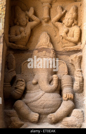 Skulptur von Ganesh im Kailasanatha-Tempel; Kanchipuram; Kancheepuram; Tamil Nadu; Indien Stockfoto