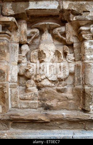 Skulptur von Ganesh im Kailasanatha-Tempel; Kanchipuram; Kancheepuram; Tamil Nadu; Indien Stockfoto