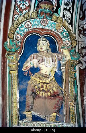 Skulptur des Tänzers im Maratha Darbar Saal Thanjavur Palast; Tanjore; Tamil Nadu; Indien Stockfoto