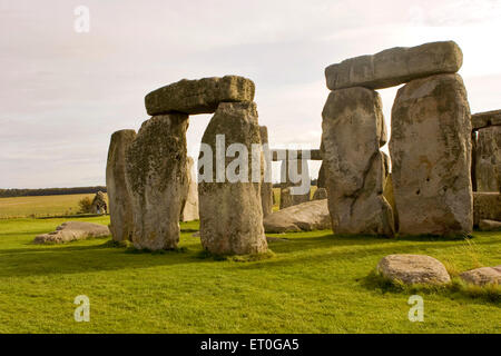 Stonehenge , Historisches Wahrzeichen , prähistorisches Denkmal , Wiltshire , Amesbury , Salisbury , England , Großbritannien , Vereinigtes Königreich Stockfoto